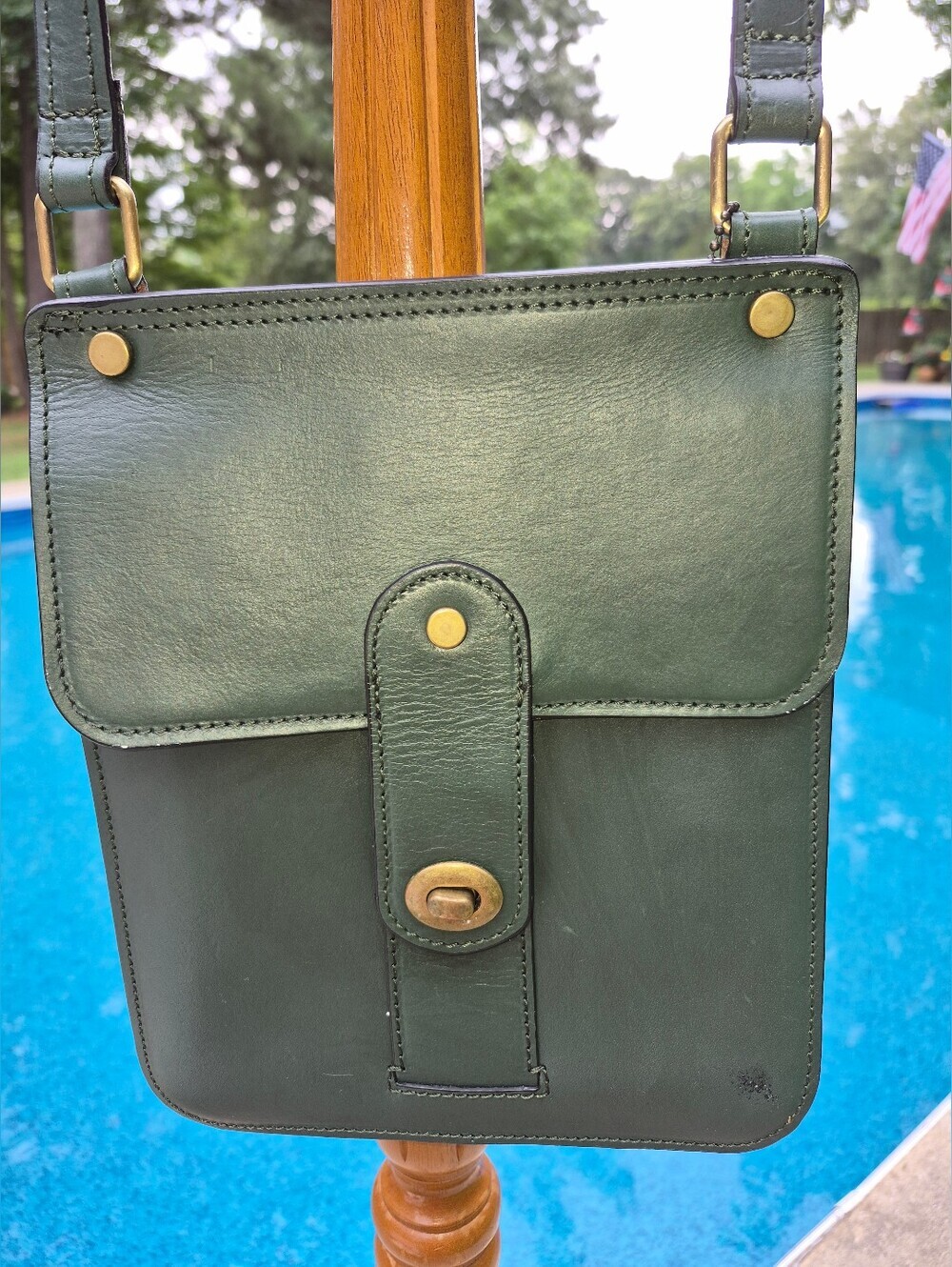 Anonimo Florentine Crossbody, Genuine Leather, Hunter Green